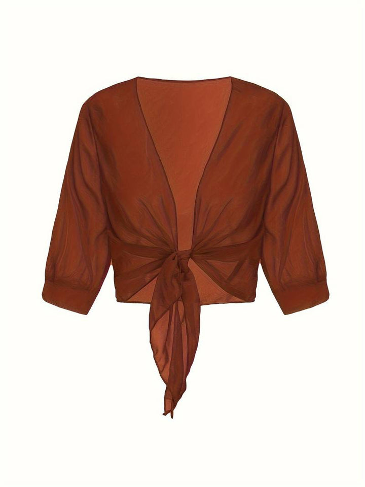 Lightweight Tie-Front Open Blouse