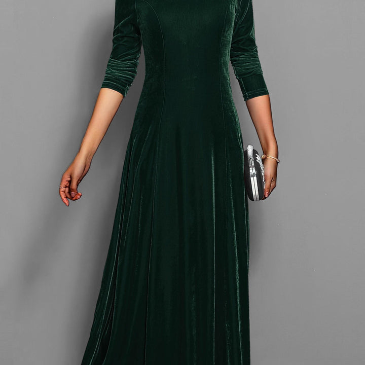 Long Sleeve Velvet-Look Maxi Dress