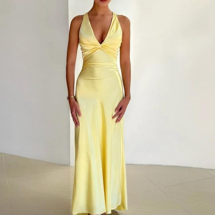 Summer Backless Satin-Look Dress