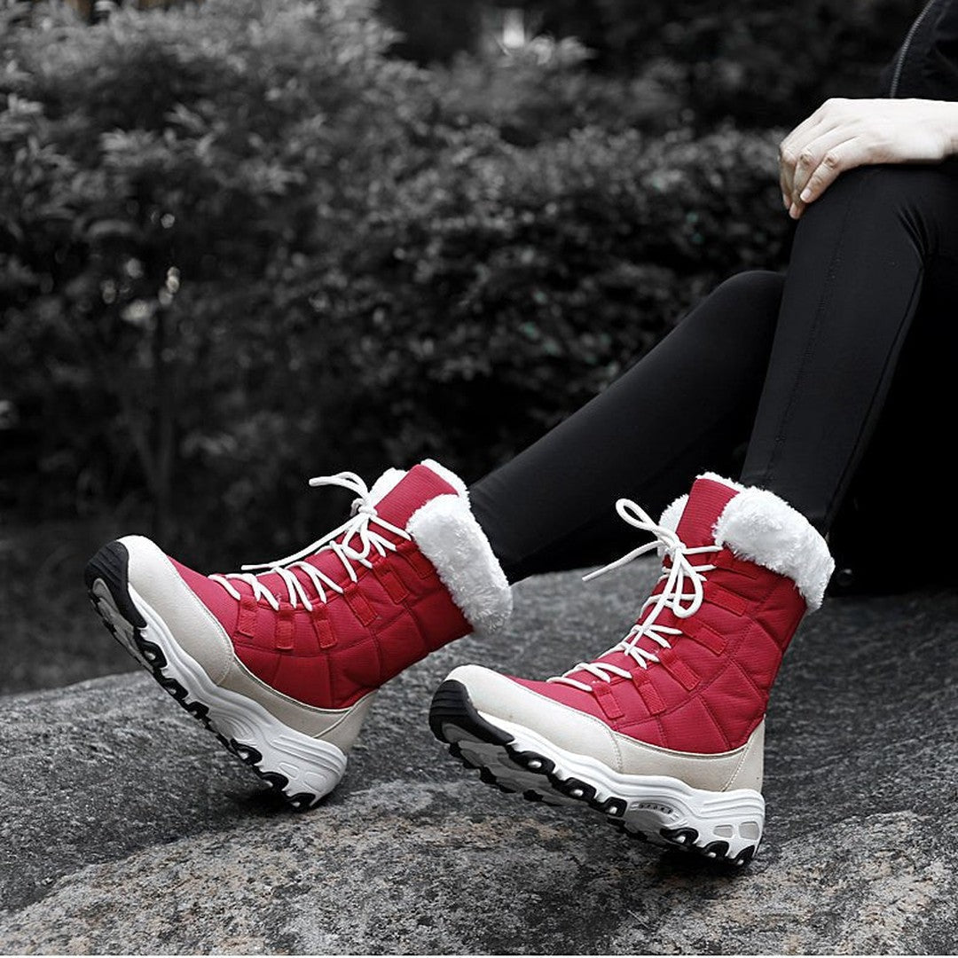 Fleece Lined Warm Snow Boots for Women - Eva-Red-3.0-State of Style