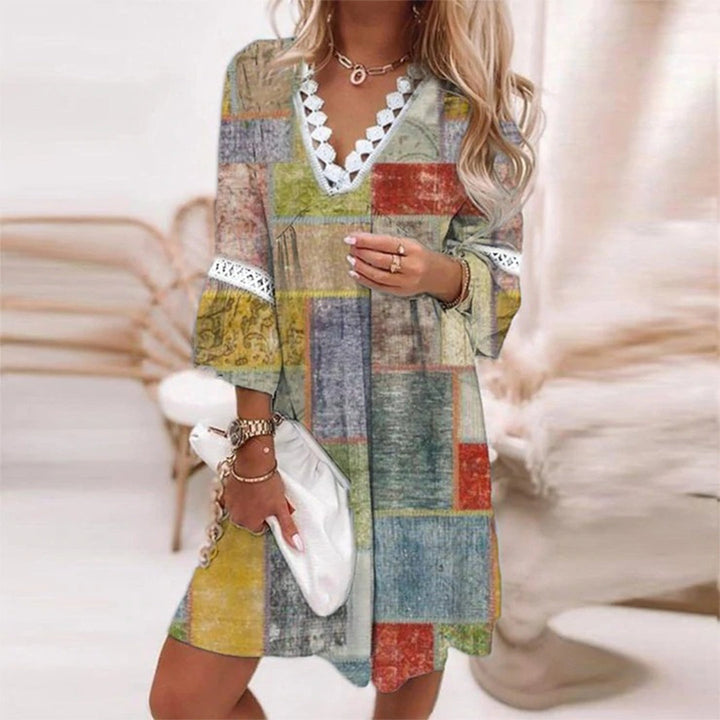 Floral Tiered Maxi Dress with Crochet-Look Trim