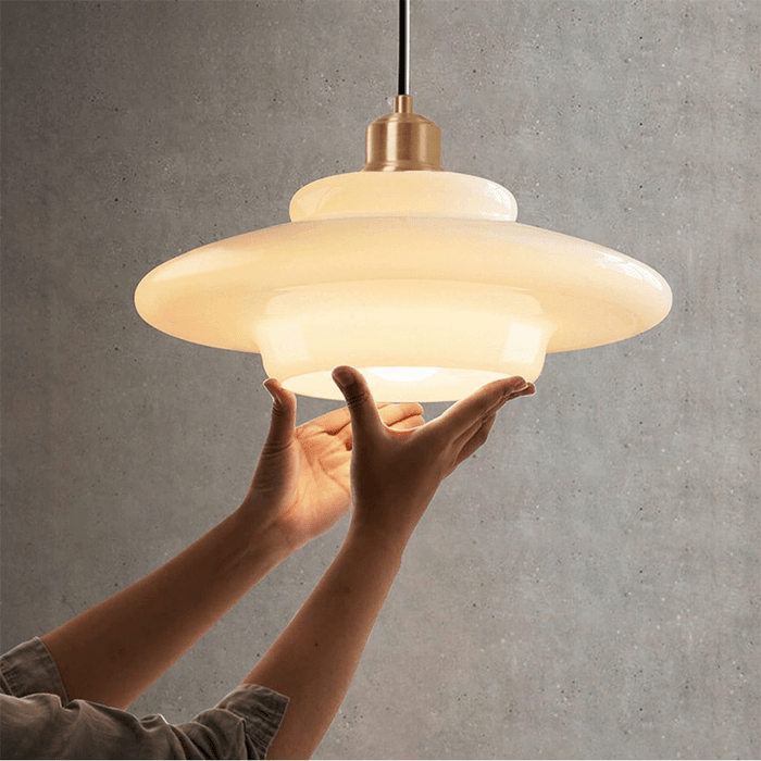 White Glass Pendant Light | Modern Mid-Century Style