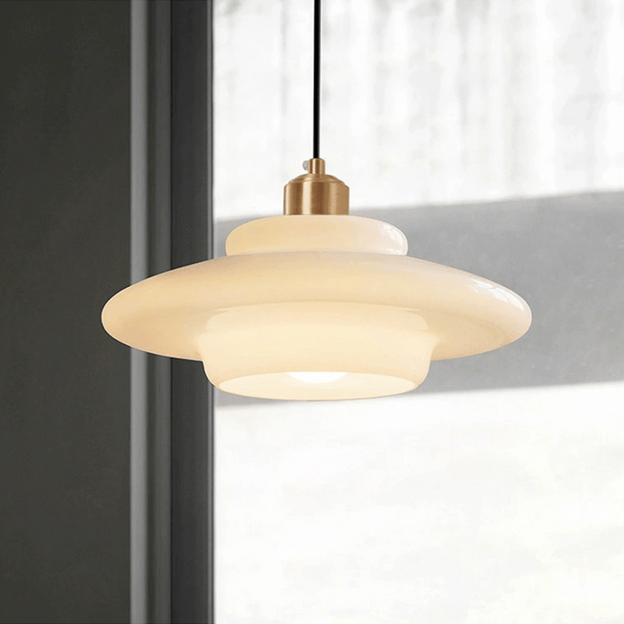 White Glass Pendant Light | Modern Mid-Century Style