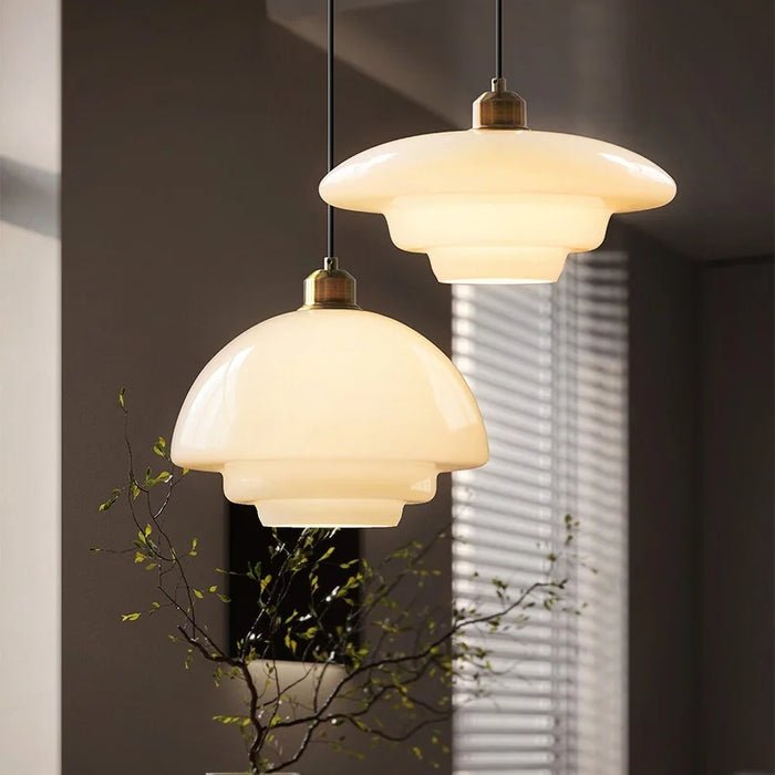 White Glass Pendant Light | Modern Mid-Century Style