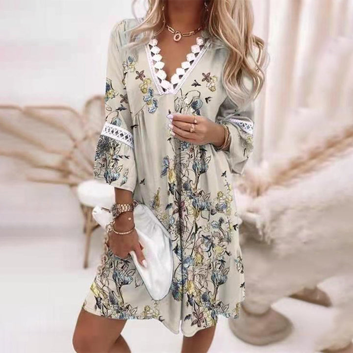 Floral Tiered Maxi Dress with Crochet-Look Trim