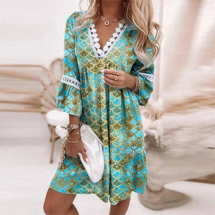 Floral Tiered Maxi Dress with Crochet-Look Trim