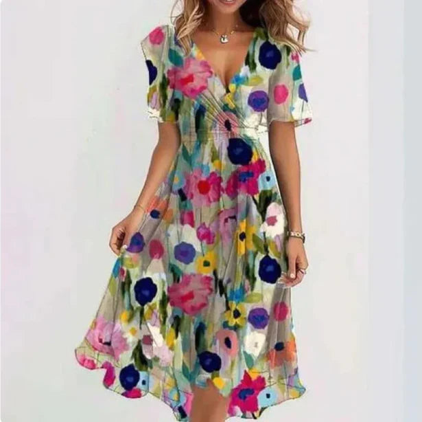 Floral Boho Wrap Midi Dress