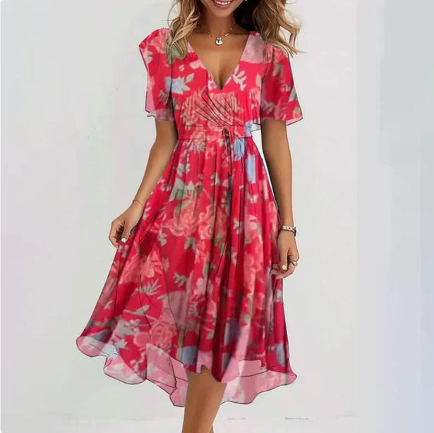 Floral Boho Wrap Midi Dress