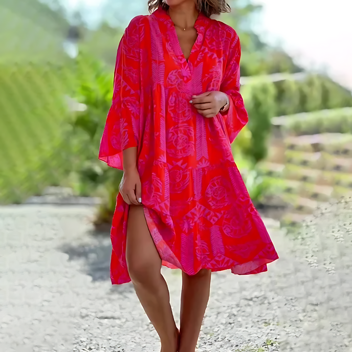 Vibrant Floral Tiered Summer Dress