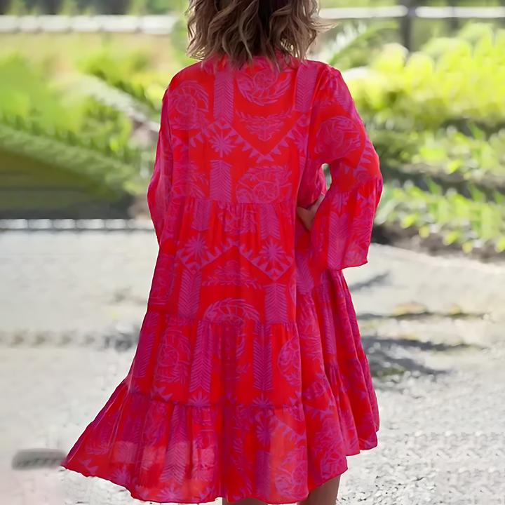 Vibrant Floral Tiered Summer Dress