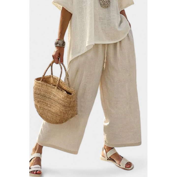 Asymmetric Hem Top And Wide-Leg Trouser Set
