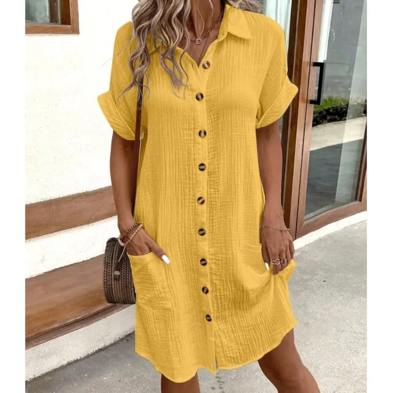 Collared Satin-Look Summer Dress