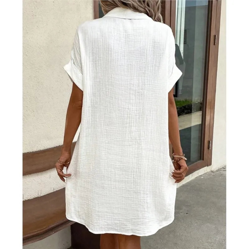 Collared Satin-Look Summer Dress