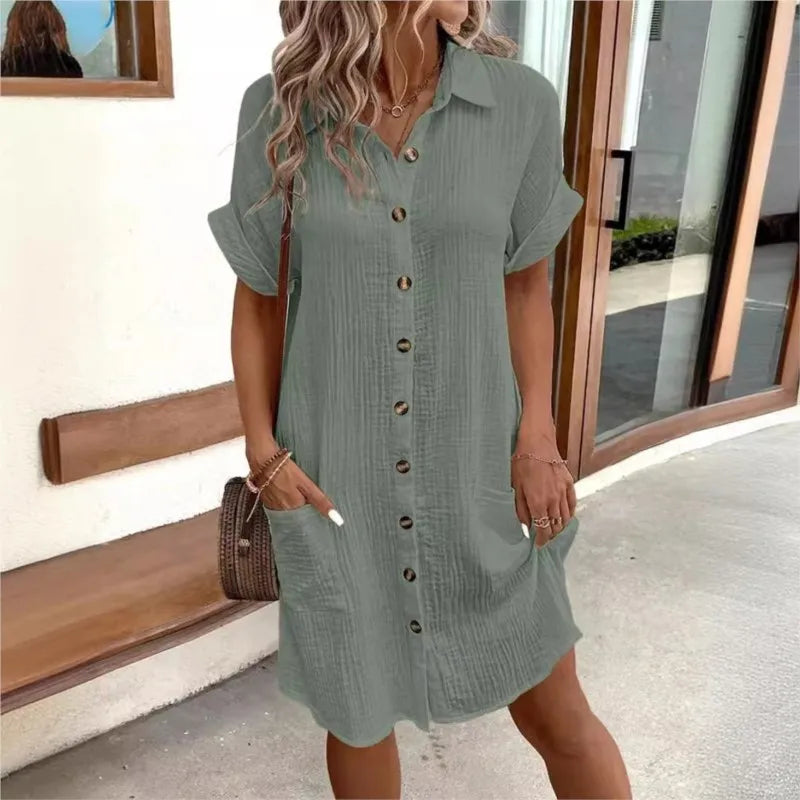 Collared Satin-Look Summer Dress