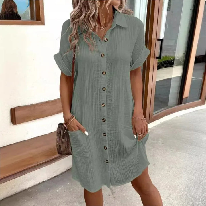 Collared Satin-Look Summer Dress