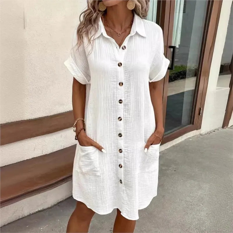 Collared Satin-Look Summer Dress