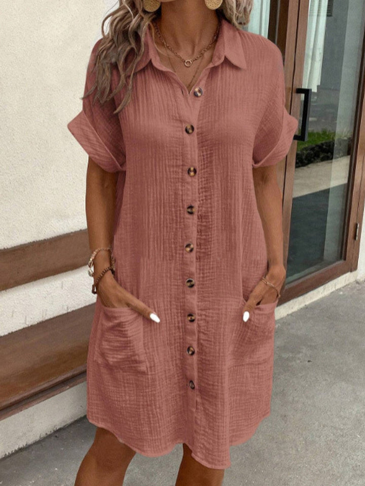 Collared Satin-Look Summer Dress