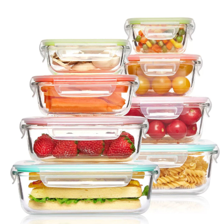 8-piece set of glass food storage containers with lids