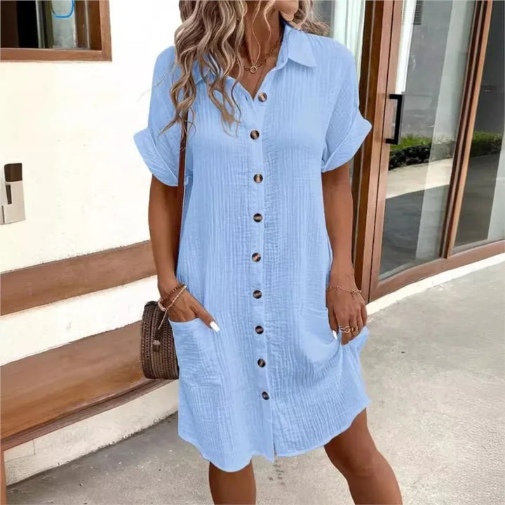 Collared Satin-Look Summer Dress