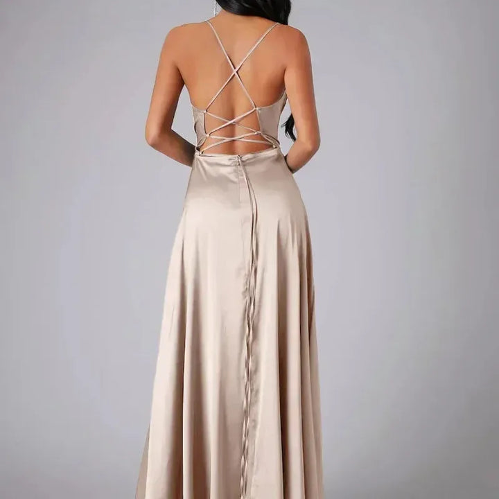 Spaghetti Strap Maxi Dress with High Slit