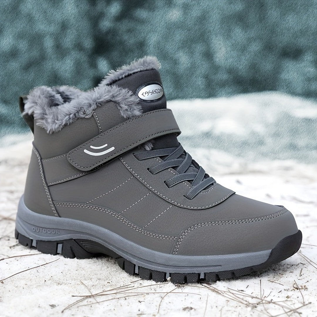 Leather-Look Rounded Toe Winter Boots