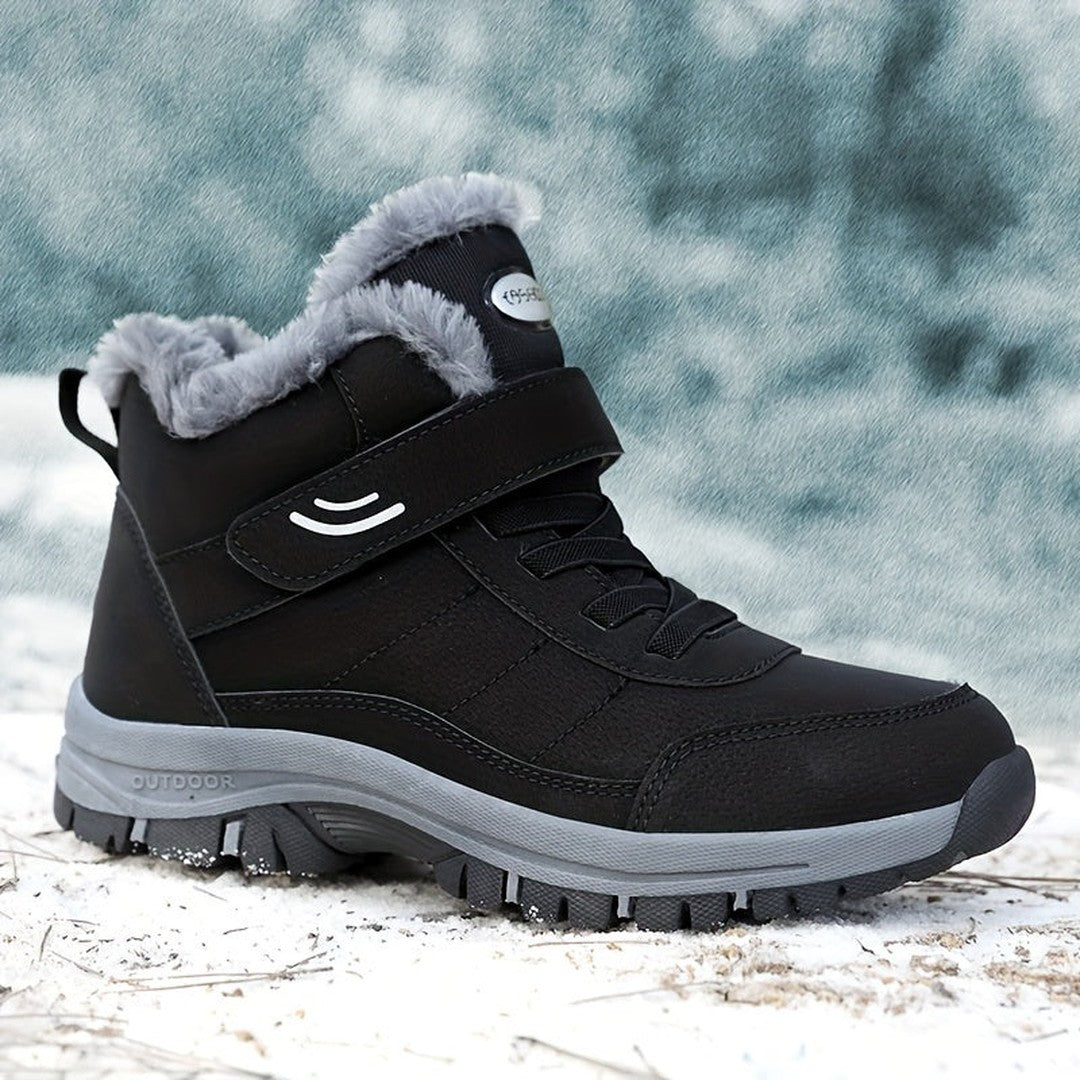 Leather-Look Rounded Toe Winter Boots
