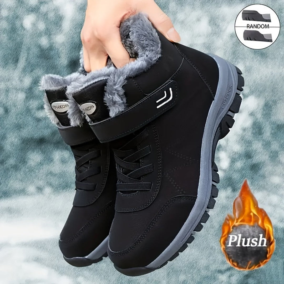 Leather-Look Rounded Toe Winter Boots
