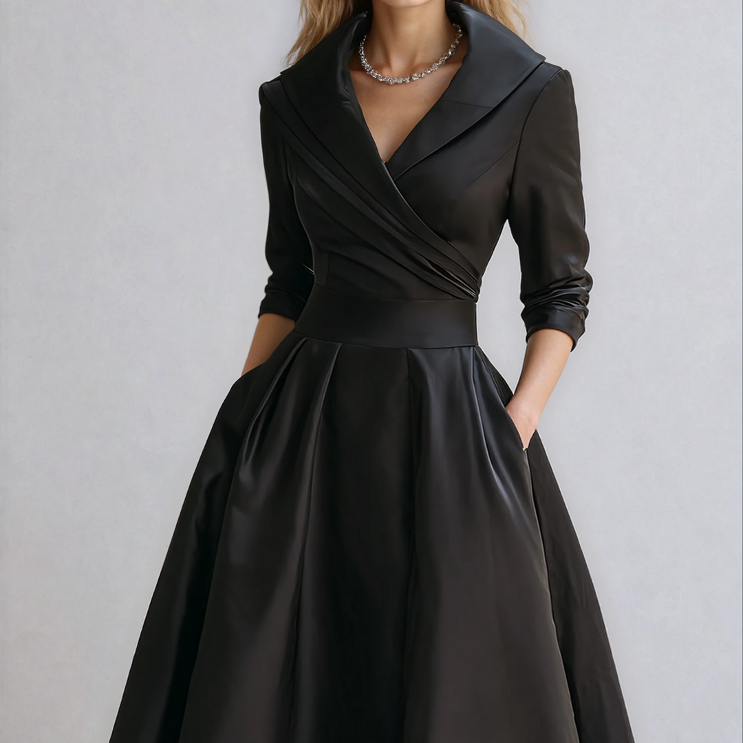 Long Sleeve Collared Midi Dress