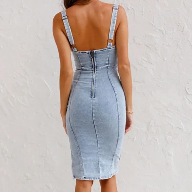 Denim-Look Pinafore Dress