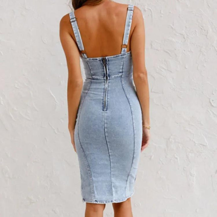 Denim-Look Pinafore Dress