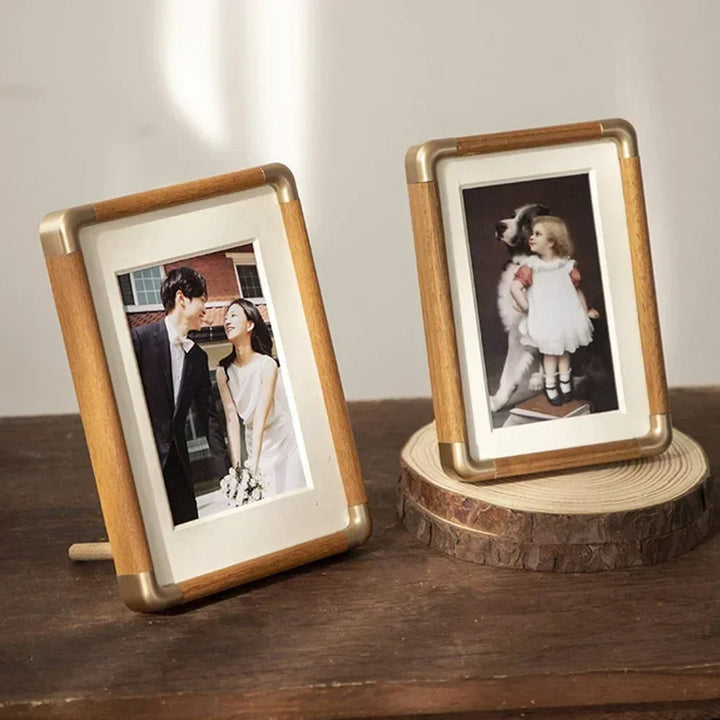 Tabletop Photo Frame | Vintage Wood & Brass Design