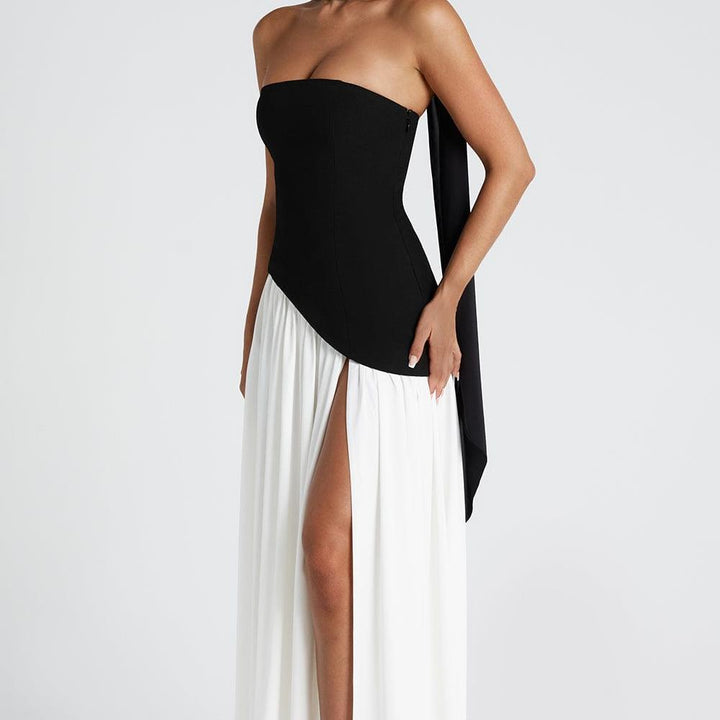 Strapless Maxi Dress with Side Slit