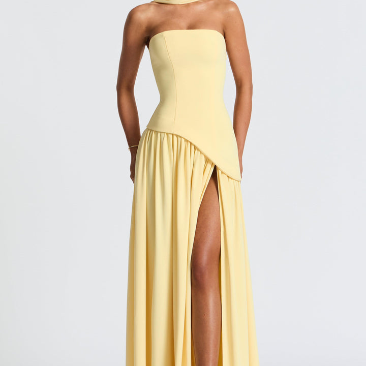 Strapless Maxi Dress with Side Slit