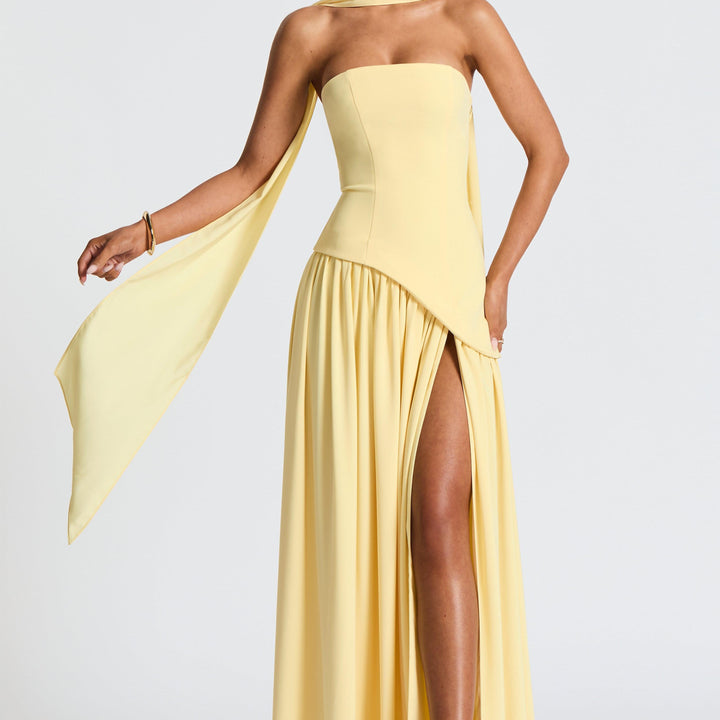 Strapless Maxi Dress with Side Slit