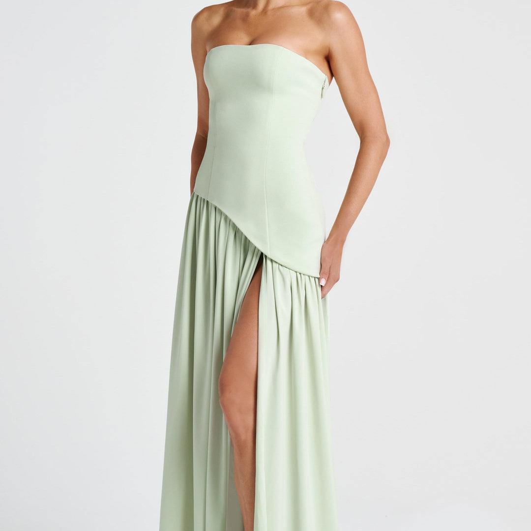 Strapless Maxi Dress with Side Slit