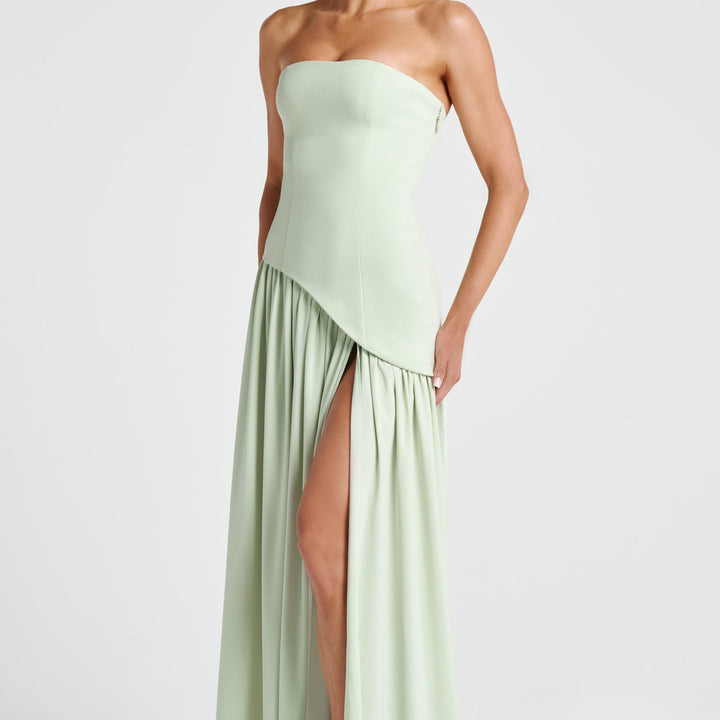 Strapless Maxi Dress with Side Slit