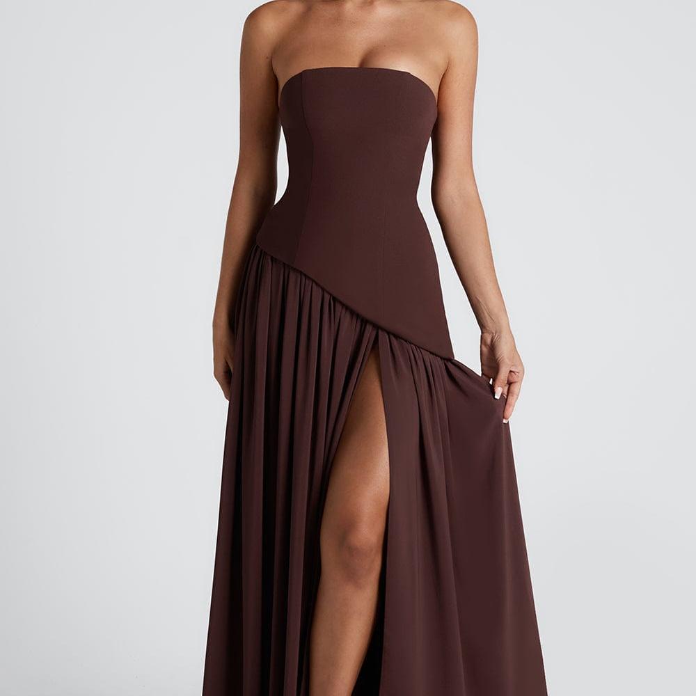 Strapless Maxi Dress with Side Slit