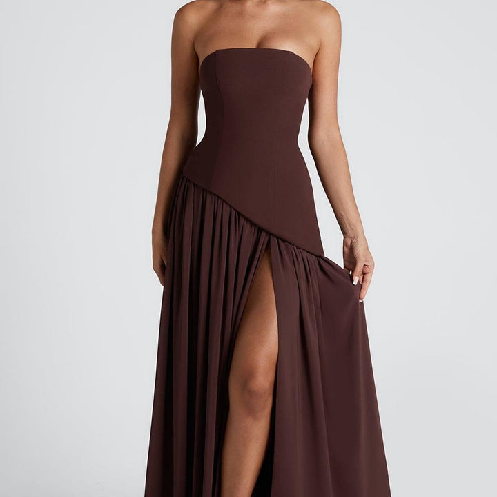 Strapless Maxi Dress with Side Slit