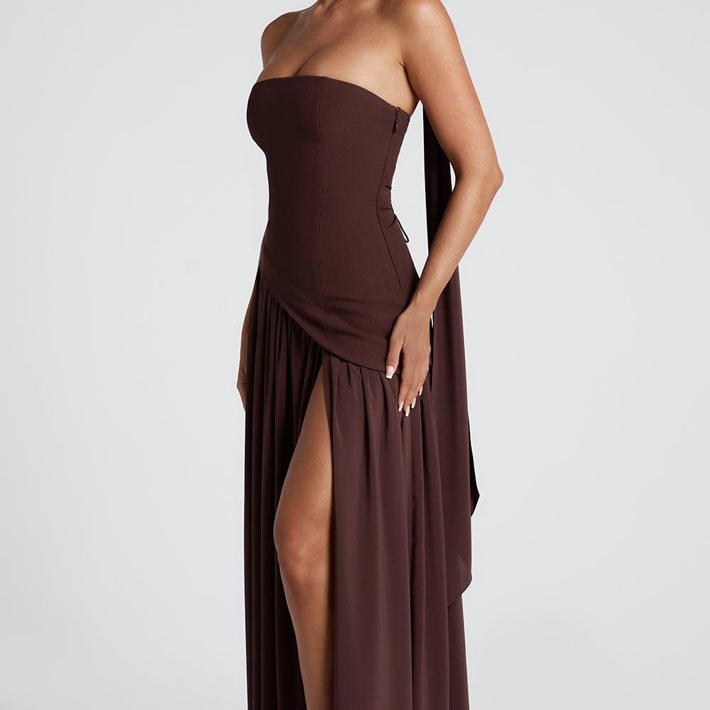 Strapless Maxi Dress with Side Slit