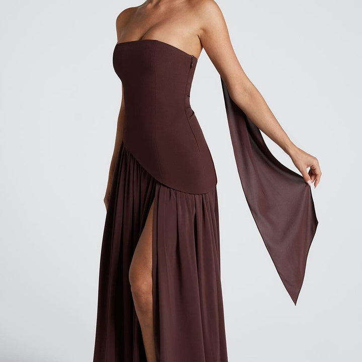 Strapless Maxi Dress with Side Slit