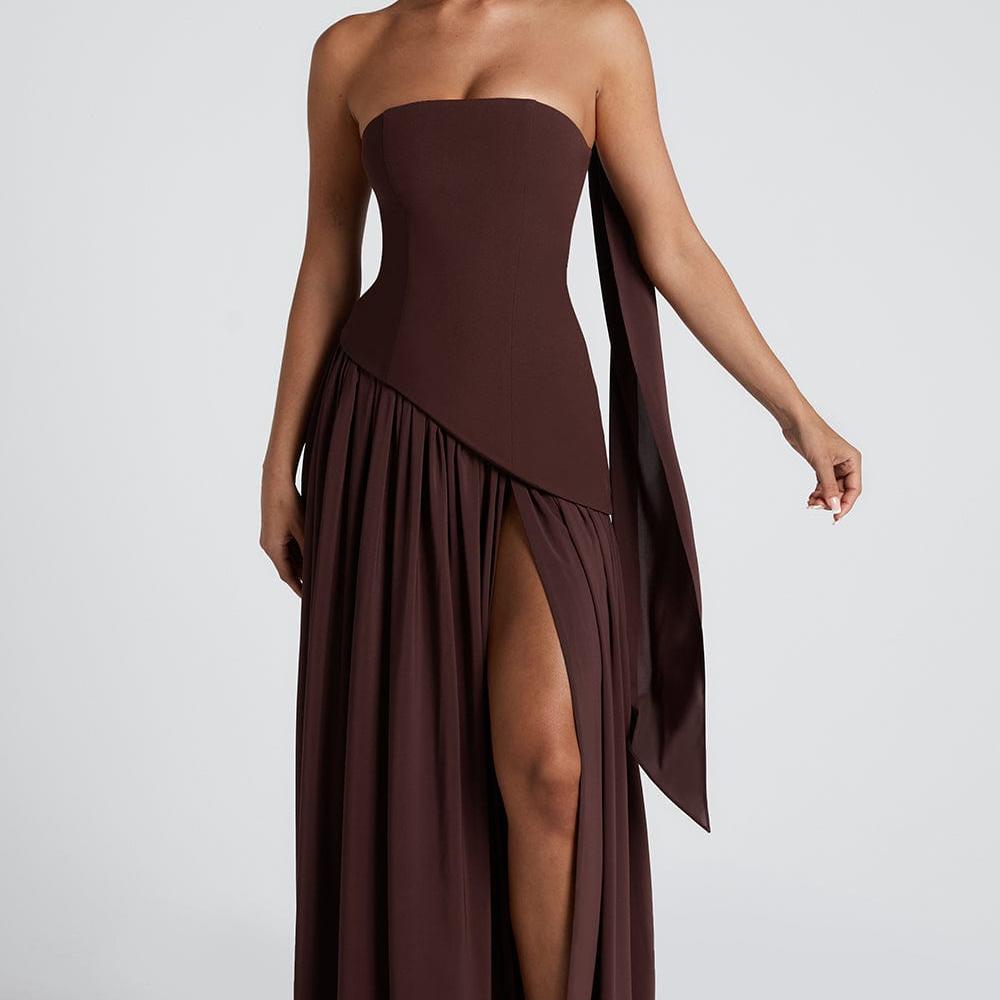 Strapless Maxi Dress with Side Slit