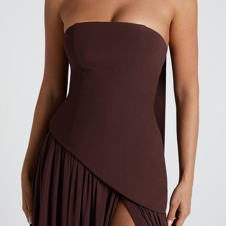 Strapless Maxi Dress with Side Slit
