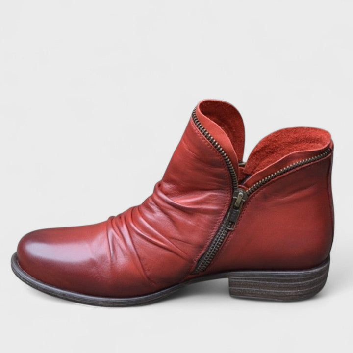 Slim Leather-Look Zip Ankle Boots
