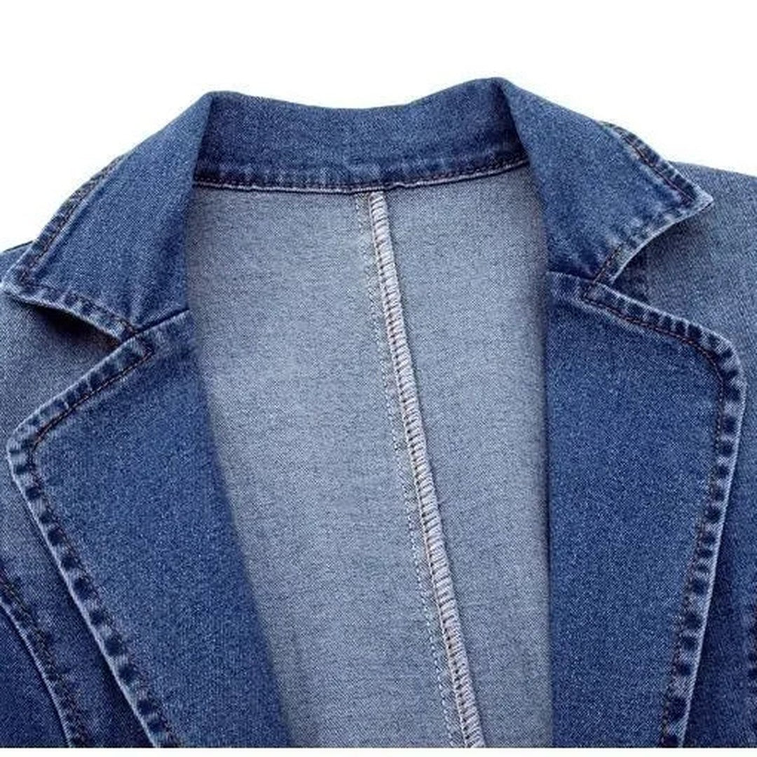 Collared Denim Blazer