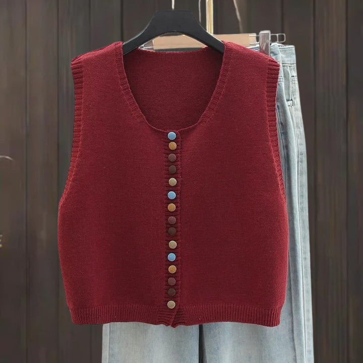 C&M®| COLOR-BUTTON KNIT VEST Carol & Margaret Wilmington