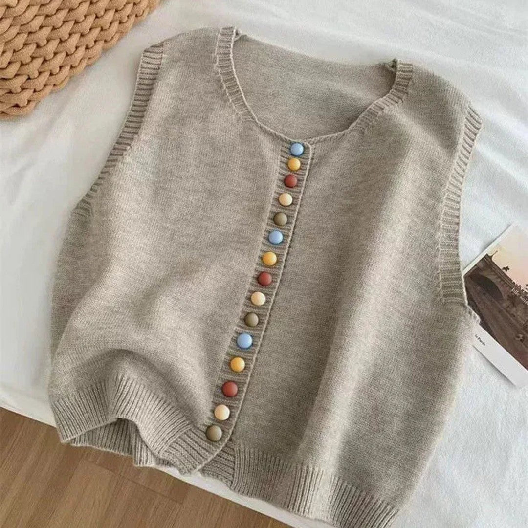 C&M®| COLOR-BUTTON KNIT VEST Carol & Margaret Wilmington