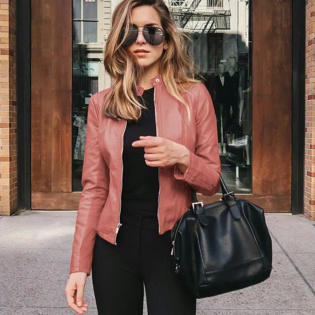 Leather-Look Zip Moto Jacket
