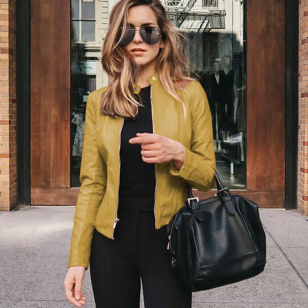 Leather-Look Zip Moto Jacket