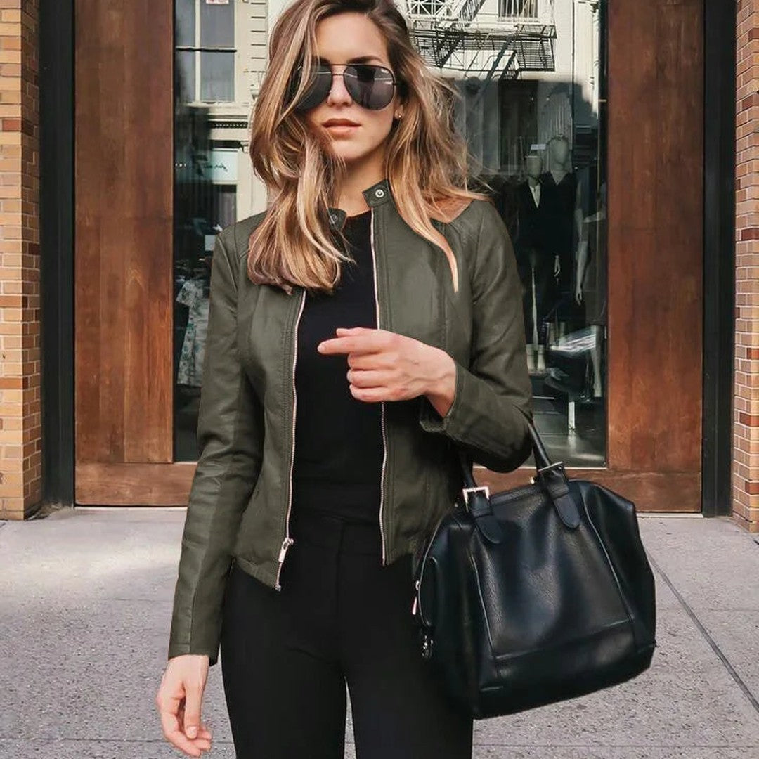 Leather-Look Zip Moto Jacket