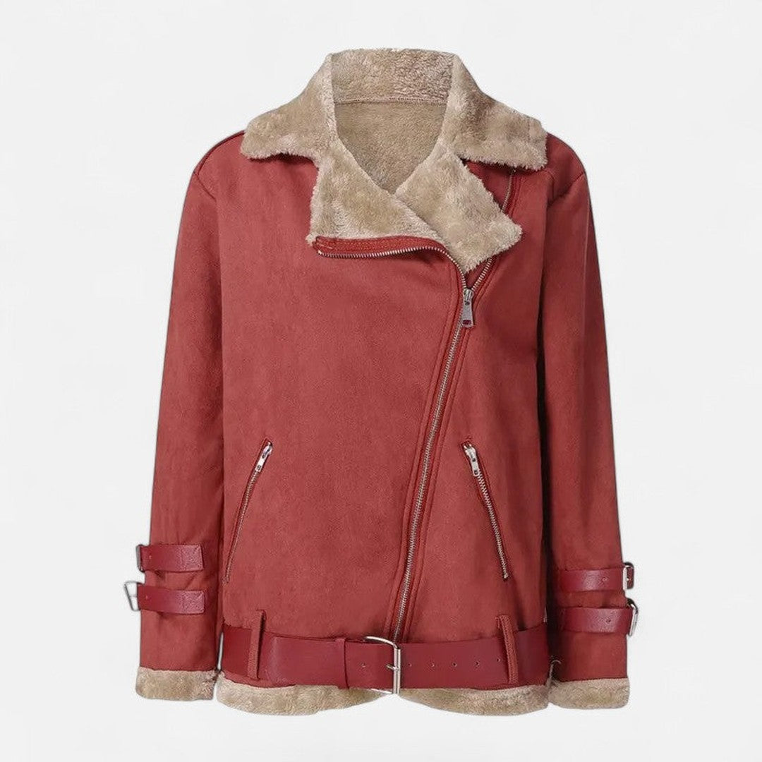 Valmonti | Women’s Deerskin & Lamb-Wool Moto Coat